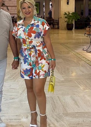 Renkli Desenli çiçekli Midi Tulum - Görsel 4