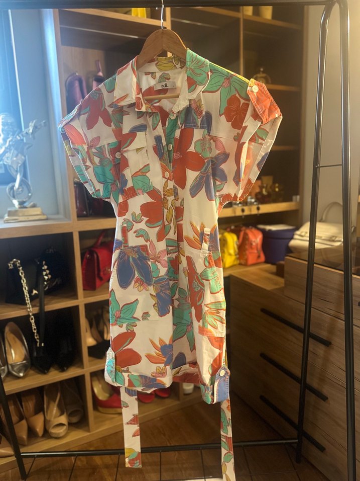 Renkli Desenli çiçekli Midi Tulum - Görsel 2