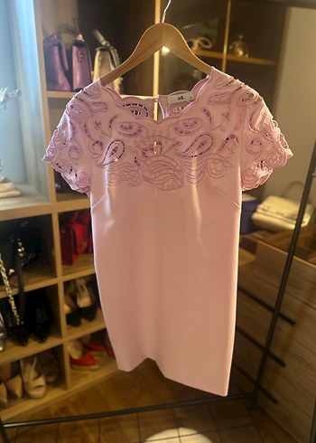 Dantel Detaylı Lila Mini Abiye Elbise - Görsel 5