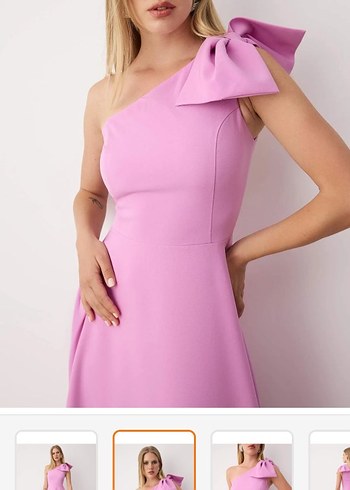 xl Beden pembe Renk Pembe Uzun Drapeli Kadın Elbise