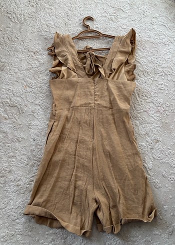 Bej Keten Kadın Midi Tulum - Görsel 3