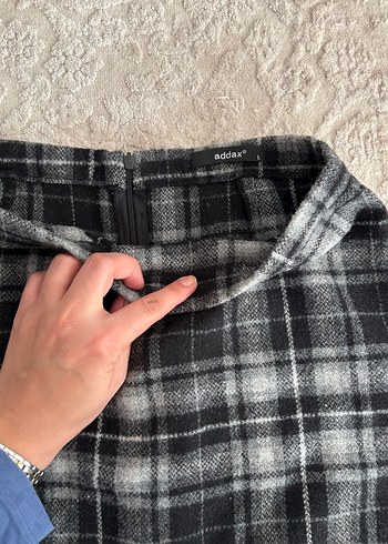 Gri Ekose Midi Kadın Etek - Görsel 2