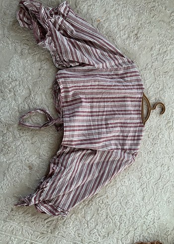 Bohem Bordo Kısa Bluz - Görsel 3