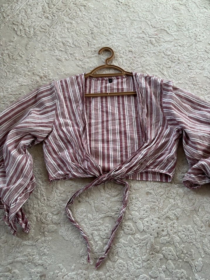 Bohem Bordo Kısa  Bluz - Görsel 2