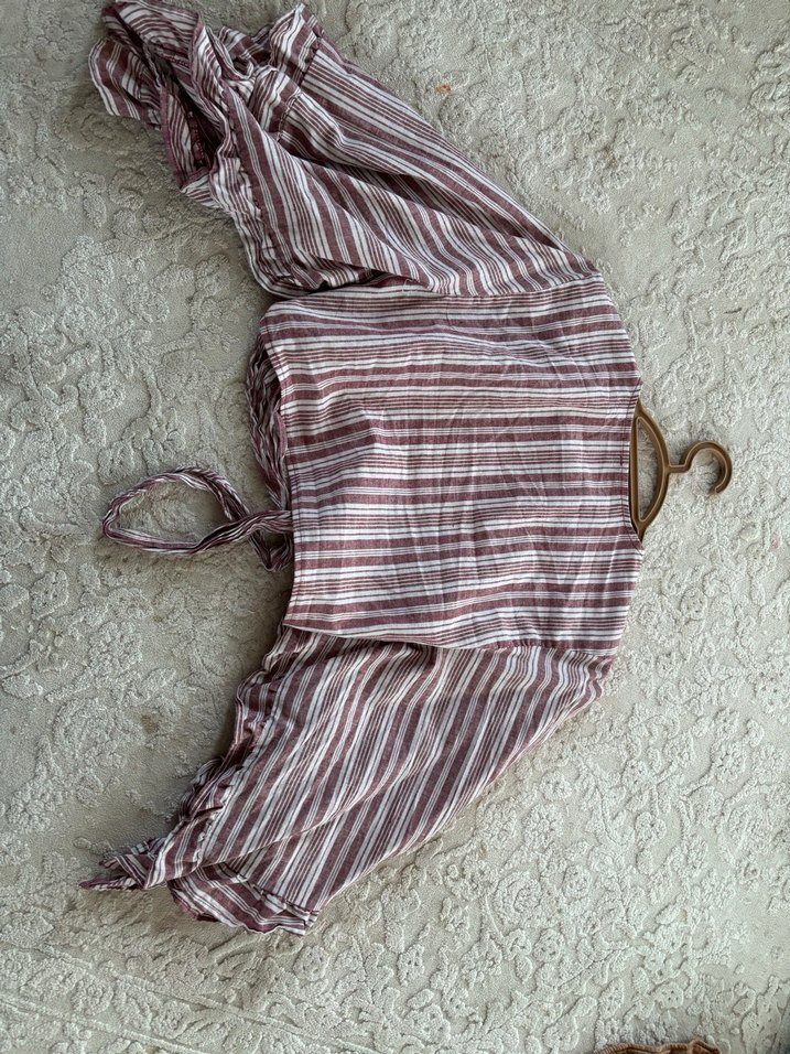 Bohem Bordo Kısa  Bluz - Görsel 3