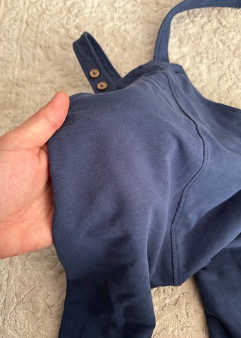 Lacivert Erkek Çocuk Triko Askılı Denim Tulum - Görsel 2