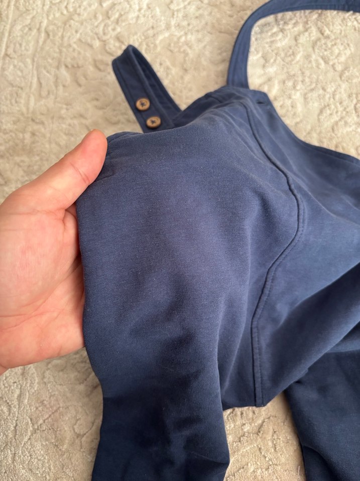 Lacivert Erkek Çocuk Triko Askılı Denim Tulum - Görsel 2