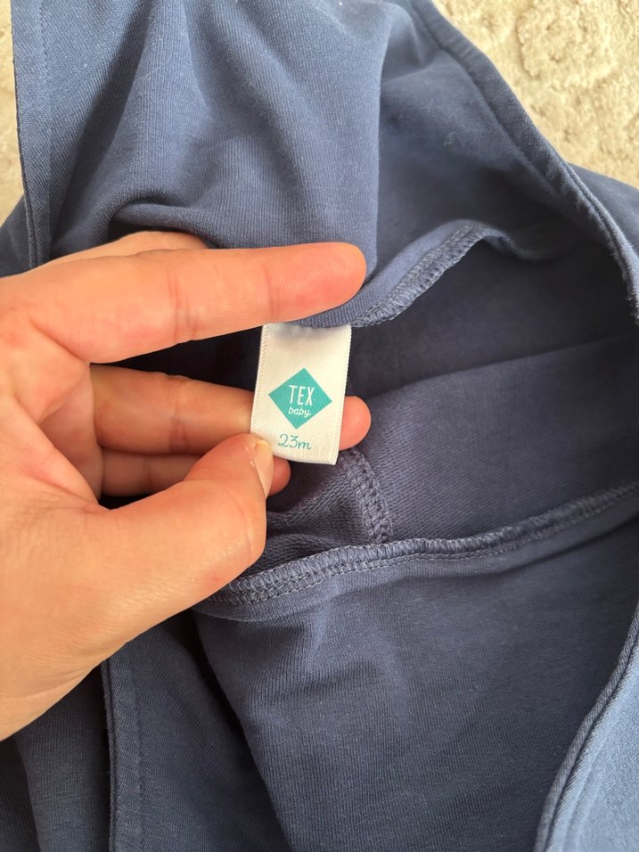 Lacivert Erkek Çocuk Triko Askılı Denim Tulum - Görsel 3