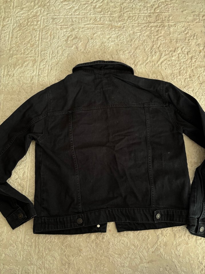 Siyah Düğmeli Kadın Kot Ceket - Görsel 2