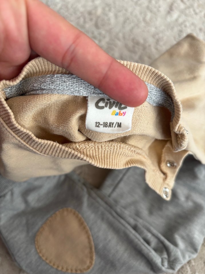 Bej Uzun Kollu Erkek Bebek Takımı - Görsel 2