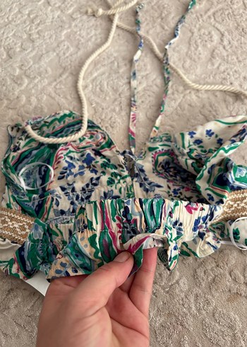 Bohem Çok Renkli Dantel Detaylı Bikini Üstü - Görsel 3