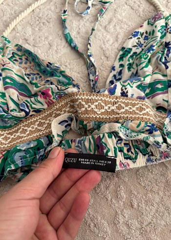 Bohem Çok Renkli Dantel Detaylı Bikini Üstü - Görsel 2