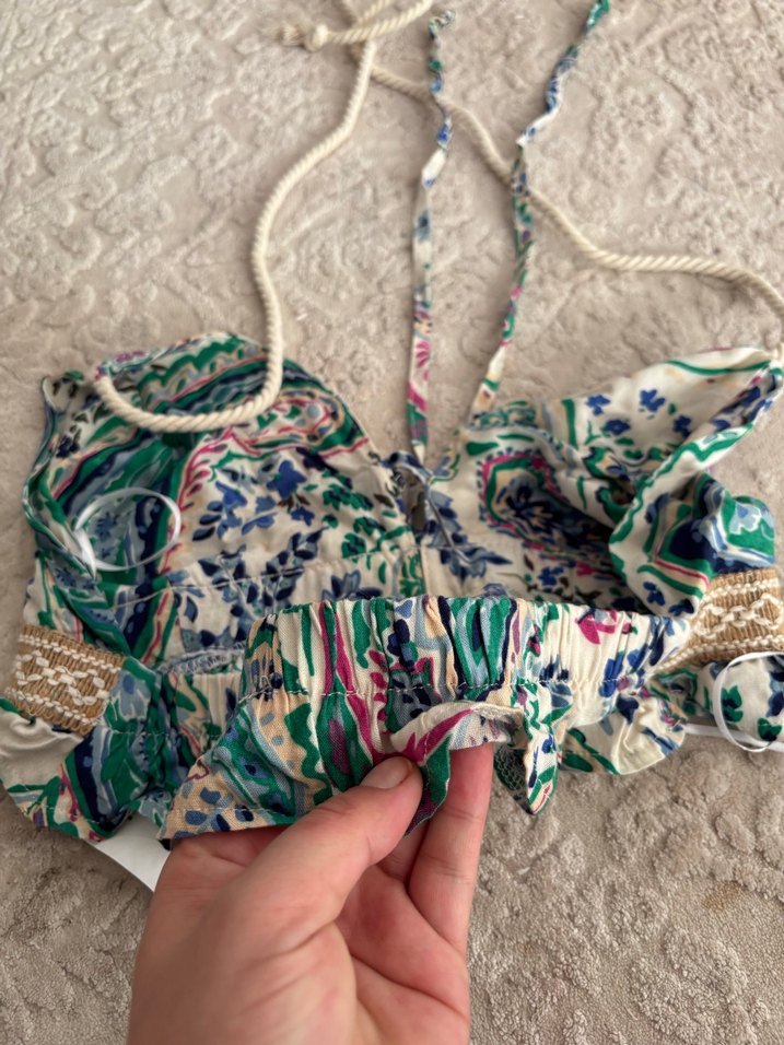 Bohem Çok Renkli Dantel Detaylı Bikini Üstü - Görsel 3