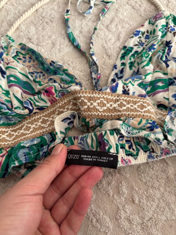 Bohem Çok Renkli Dantel Detaylı Bikini Üstü - Görsel 2