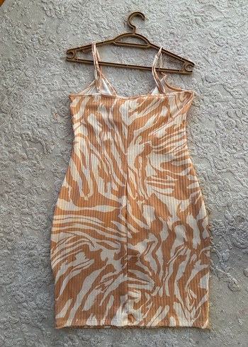 Bej Bağlamalı V Yaka Midi Triko Elbise - Görsel 2