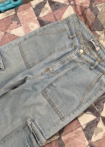 36 Beden Mavi Bol Kesim Midi Boy Kot Pantolon