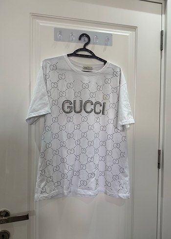 m Beden Gucci Şeffaf Desenli Beyaz Erkek Tişört