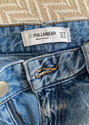 Pull and Bear Geniş Kesim Mavi Kadın Kot Pantolon