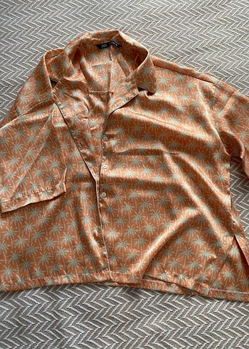 Zara saten kumaş pijama tarzı gömlek