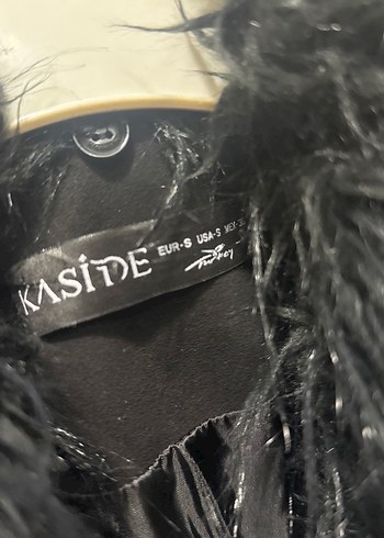 Siyah Süet Kaşe Kürklü Uzun Kadın Mont - Görsel 5