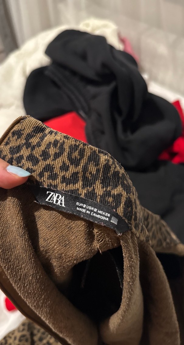 Zara Kahverengi Leopar Desenli Mini Elbise - Görsel 5