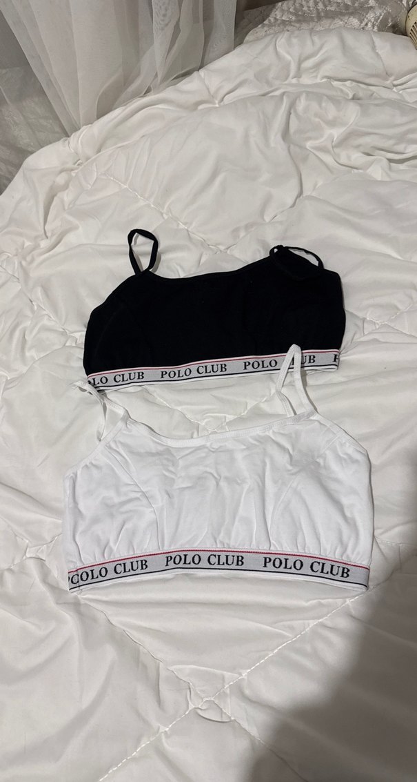 Polo Beyaz Siyah Polo Club Crop Top - Görsel 2