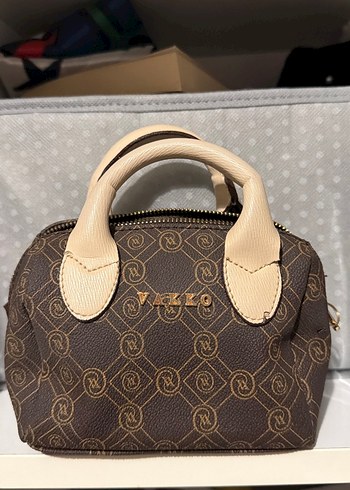 Vakko Kahverengi Monogramli Mini El Cantasi