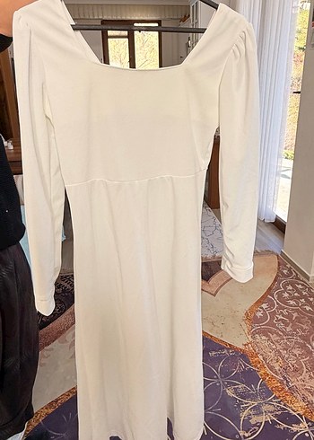 Pamuklu Beyaz V Yaka Hamile Tunik - Görsel 2