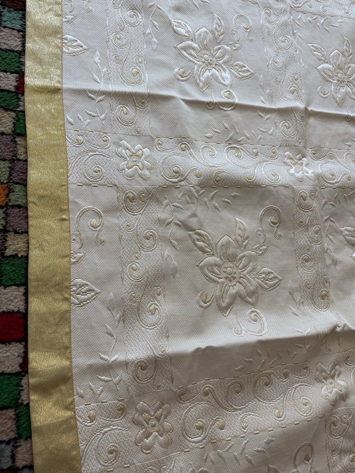 İşlemeli Beyaz gold Yatak Örtüsü - Görsel 4
