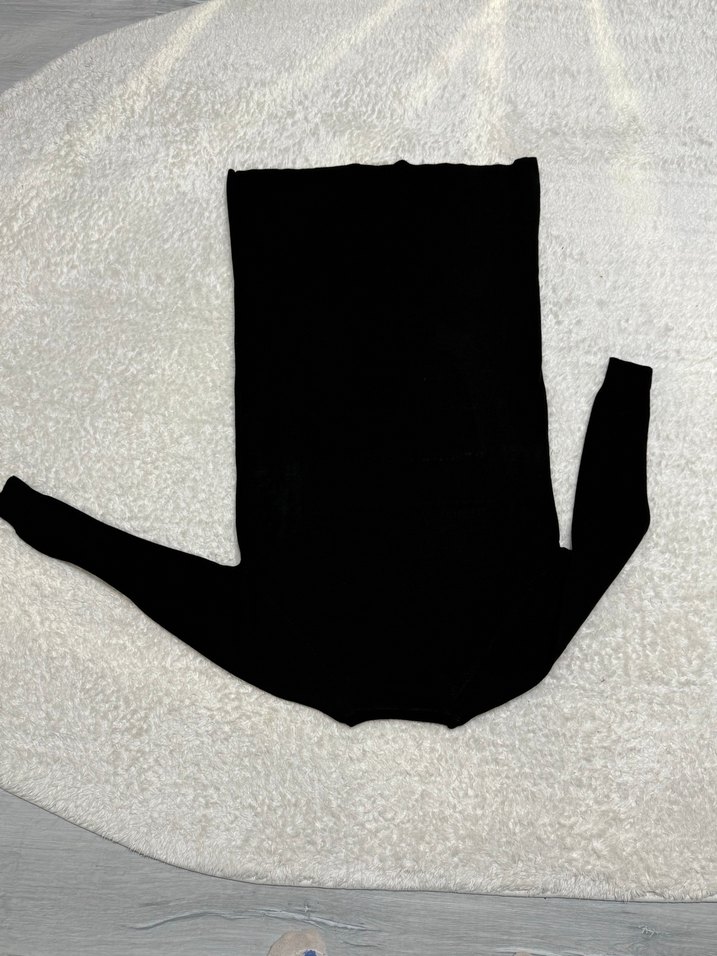 Siyah Triko Midi Kadın Sweatshirt - Görsel 2