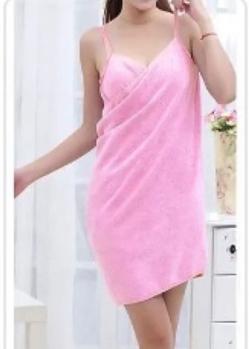 Pembe Drapeli Kadın Sargı Elbise bornoz