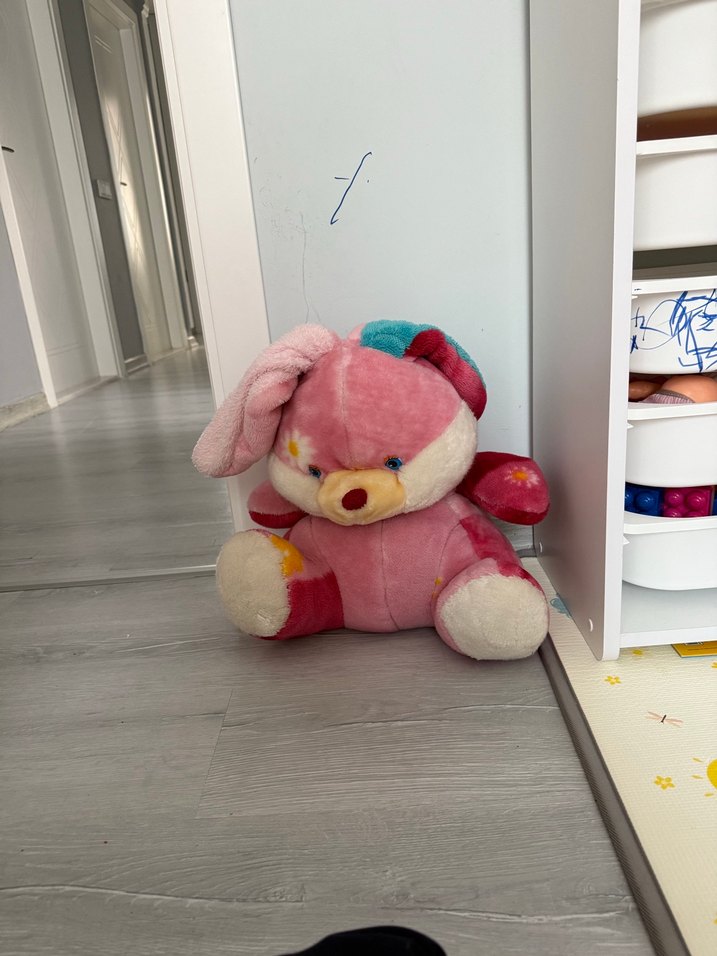 Renkli Pembe Peluş Oyuncak Tavşan - Görsel 3