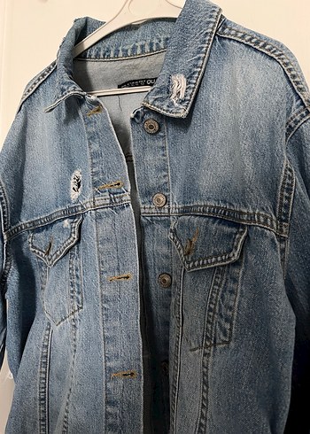 Düğmeli Mavi Denim Kadın Ceket - Görsel 3