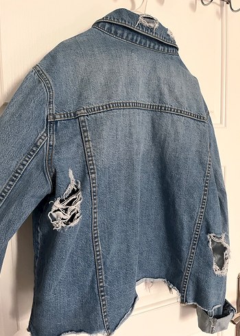 Düğmeli Mavi Denim Kadın Ceket - Görsel 2