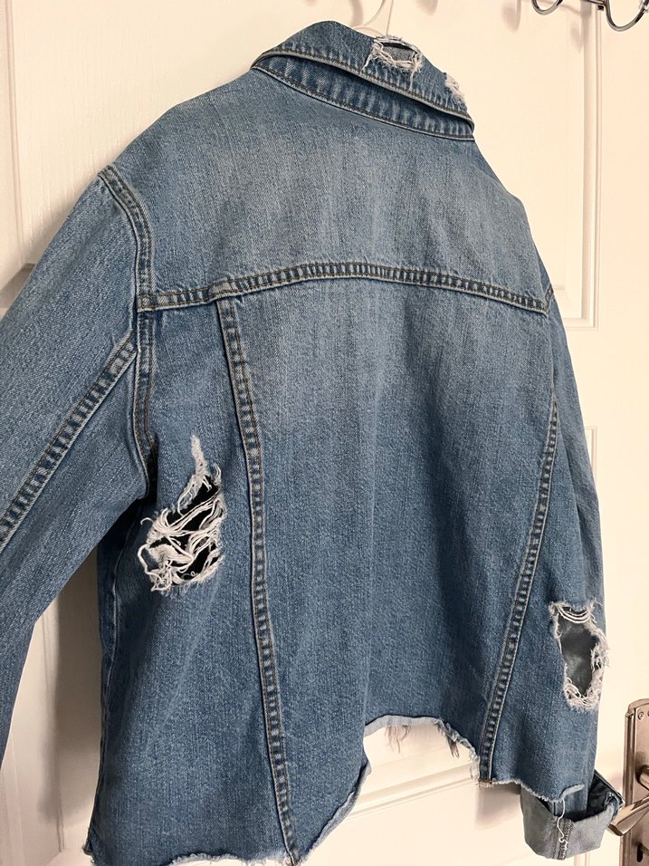 Düğmeli Mavi Denim Kadın Ceket - Görsel 2