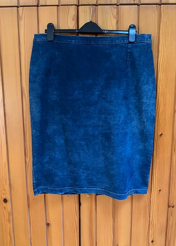 Denim yumuşak kumaştan midi etek