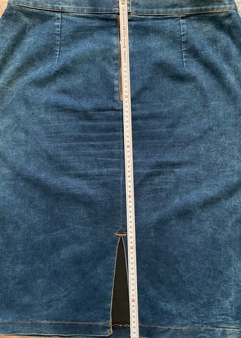 46 Beden mavi Renk Denim yumuşak kumaştan midi etek