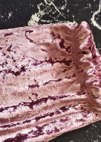 s Beden Kadın Pileli Pembe Tie-Dye Kadife Eşofman Y2K