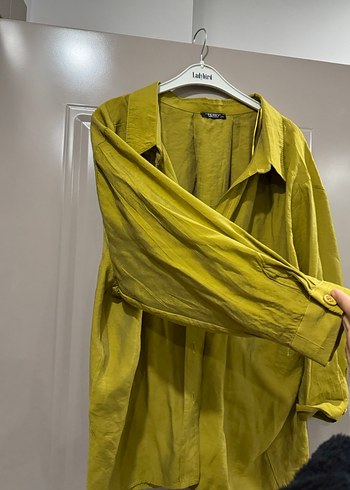 Kadın Haki Keten Gömlek Düğmeli - Görsel 2