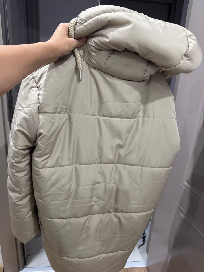 Bej Midi Kadın Kışlık Mont - Görsel 2