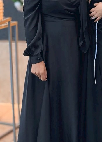 Siyah Uzun 0 Yaka Gotik Kadın Abiye Elbise