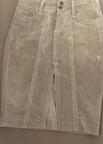 Bej Süet Midi Hamile Etek - Görsel 6