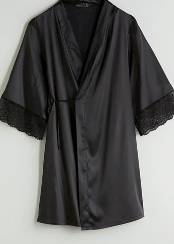 Siyah Dantel Detaylı Midi Kadın Gecelik - Görsel 2