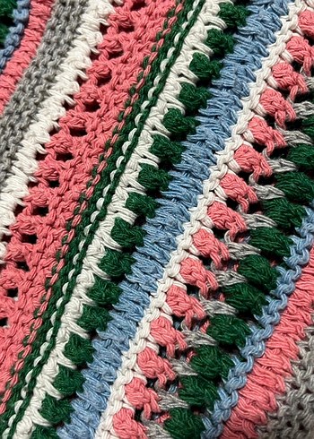 Çizgili Crop Örgü Kadın Kazak - Görsel 3