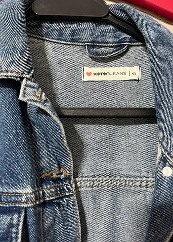 Düğmeli Mavi Kadın Midi Denim Ceket - Görsel 4