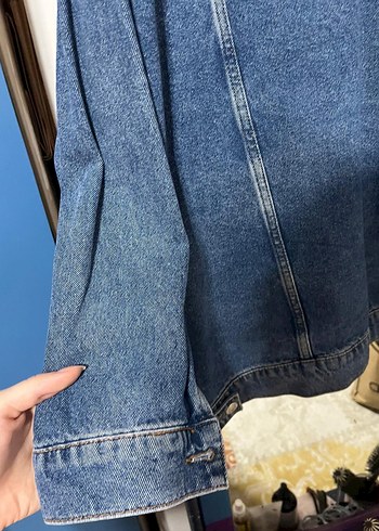 Düğmeli Mavi Kadın Midi Denim Ceket - Görsel 5