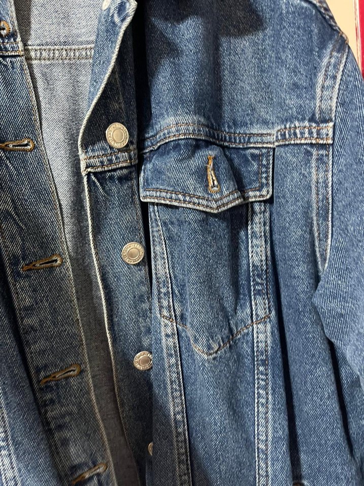 Düğmeli Mavi Kadın Midi Denim Ceket - Görsel 3