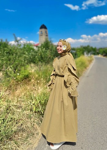 s Beden camel Renk Bohem tesettür takım