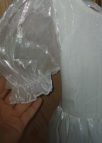 Kız Çocuk Beyaz  Kısa Kollu Elbise gelinlik  5 6  yaşa uygundur - Görsel 2