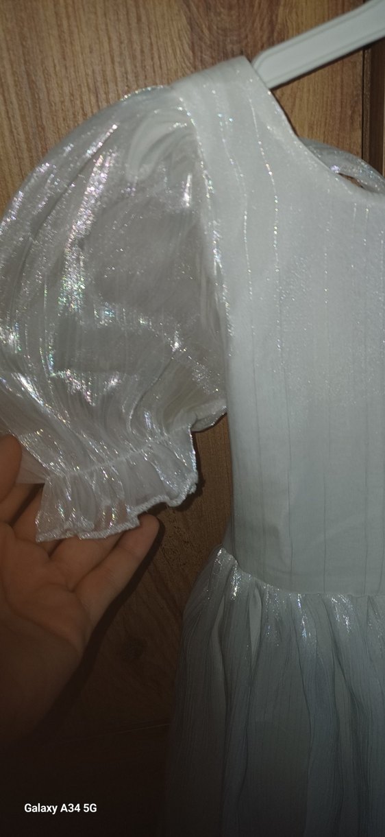 Kız Çocuk Beyaz  Kısa Kollu Elbise gelinlik  5 6  yaşa uygundur - Görsel 2